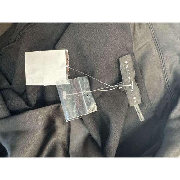 NWT Endless Rose Black Long Sleeve Satin Mini Dress - Picture 8 of 9